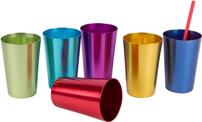 20 oz. Retro Aluminum Tumblers - 6 cups - By Trademark Innovations  (Assorted Colors) 